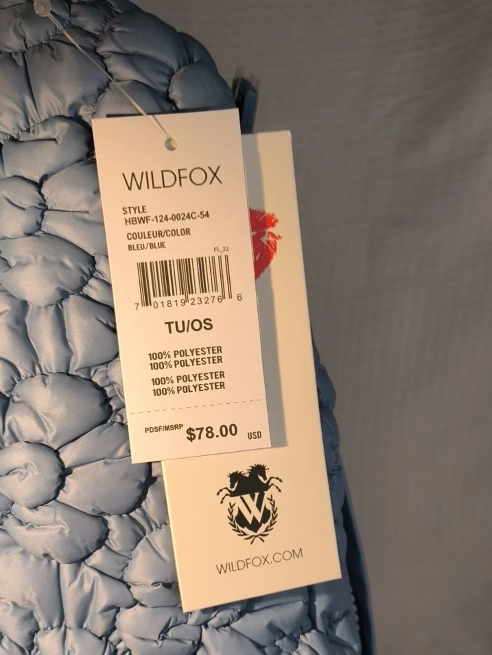 Wildfox HBWF-124-0024C-54  Blue Quilted Floral Sling Backpack